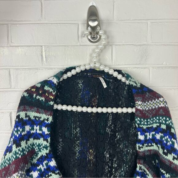Free People Fair Isle Carnival Knit Cropped Shrug Sweater Size S - Picture 8 of 12